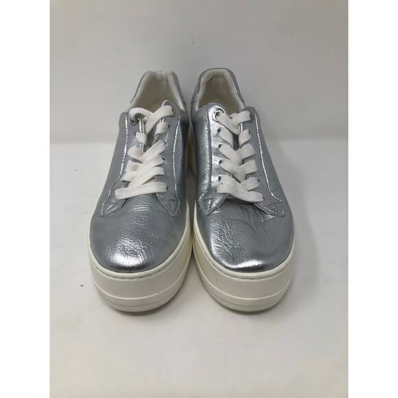 Dunne London Women Silver Metallic Lace Up Shoes Size 38 - Picture 2 of 12